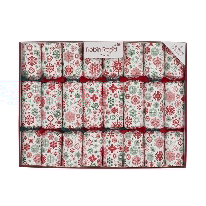 Snowburst Red Christmas Crackers (Box of 8)