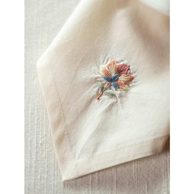 Nature's Beauty Ecru Embroidered Tea Napkins