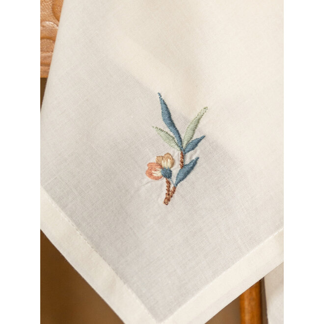 Nature's Beauty Ecru Embroidered Tea Napkins
