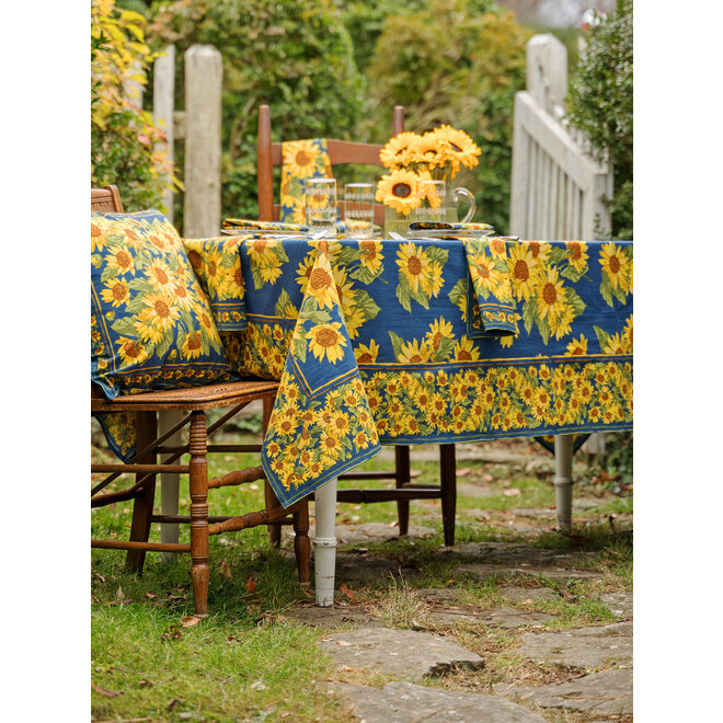 Sunflower Valley Navy Tablecloth, 60" x 108"