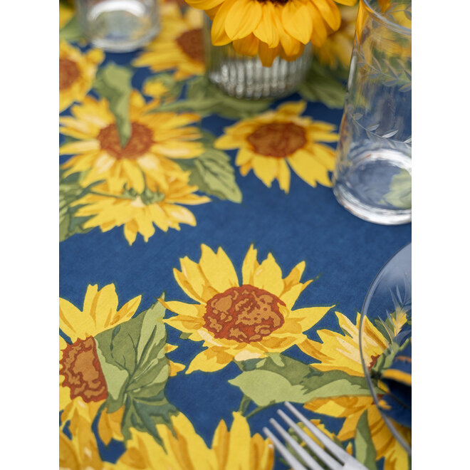 Sunflower Valley Navy Tablecloth, 60" x 90"