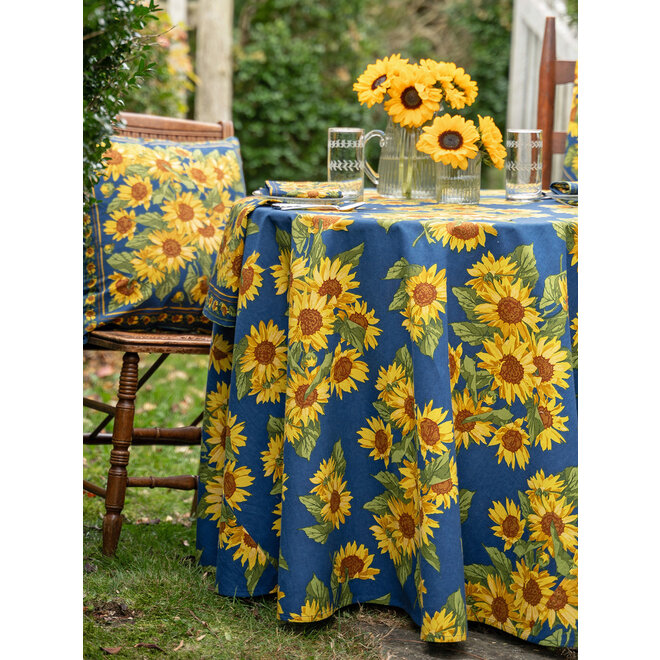 Sunflower Valley Navy Round Cloth, 88"