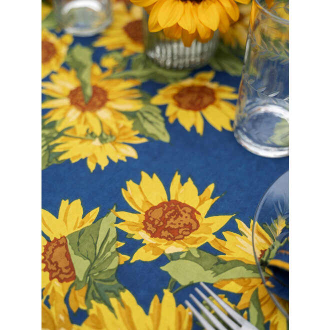 Sunflower Valley Navy Round Cloth, 88"