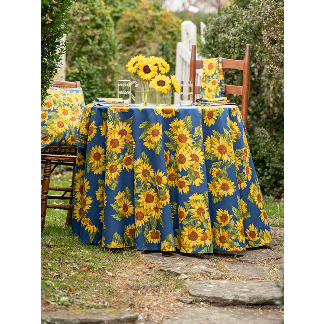 Sunflower Valley Navy Round Cloth, 88"