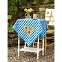 Sunflower Navy Embroidered Tea Cloth, 36" x 36"