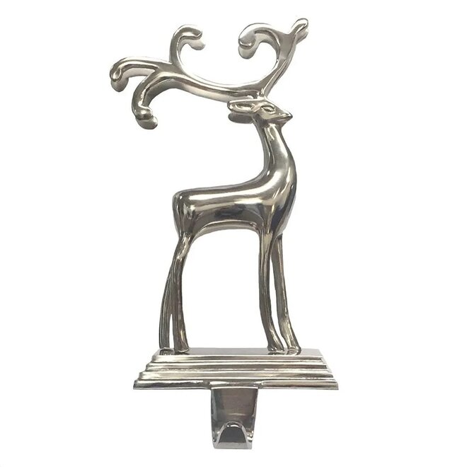 Silver Metal Reindeer Stocking Hanger