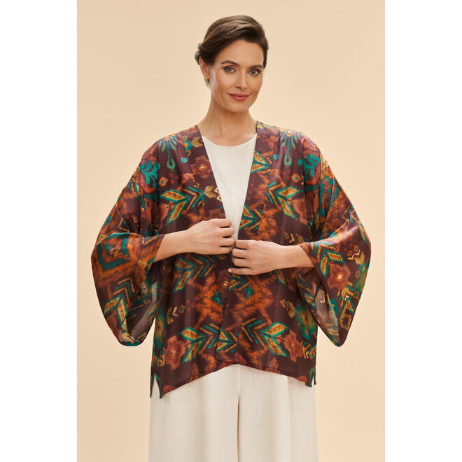 Chocolate Ikat Kimono Jacket
