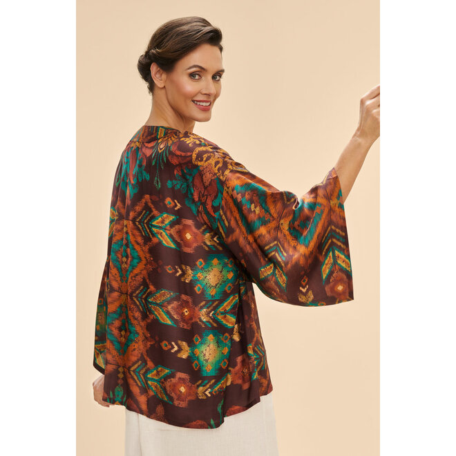 Chocolate Ikat Kimono Jacket