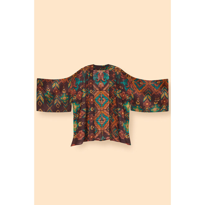 Chocolate Ikat Kimono Jacket
