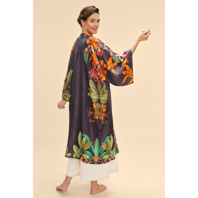Botany Bliss Kimono Gown (Charcoal)