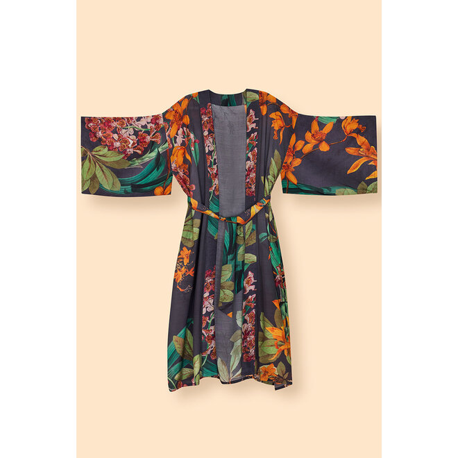 Botany Bliss Kimono Gown (Charcoal)