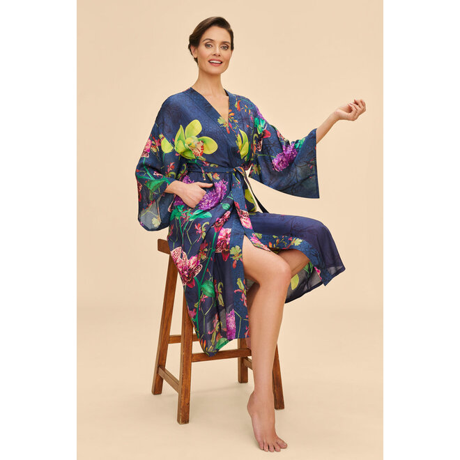 Exotic Evening Kimono Gown (Ink)