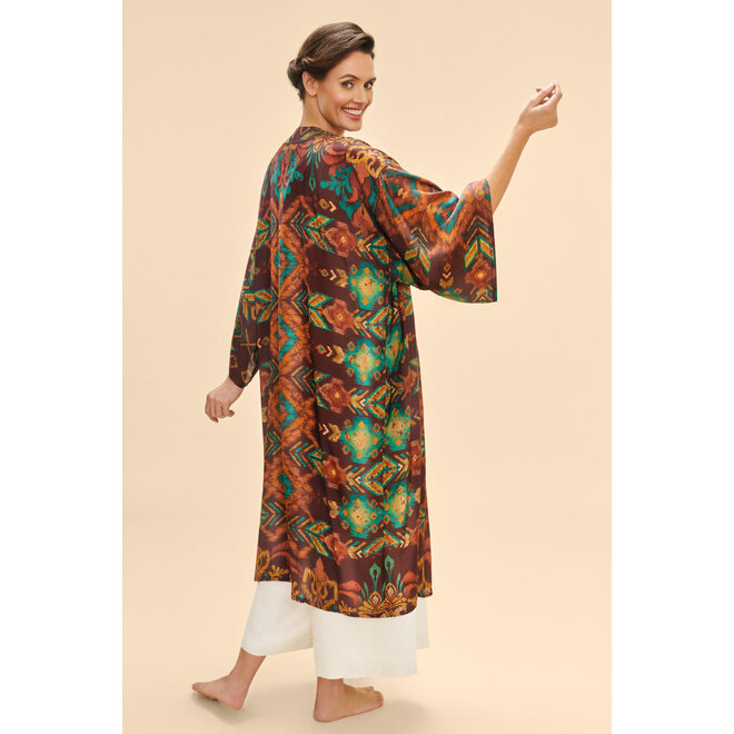 Chocolate Ikat Kimono Gown