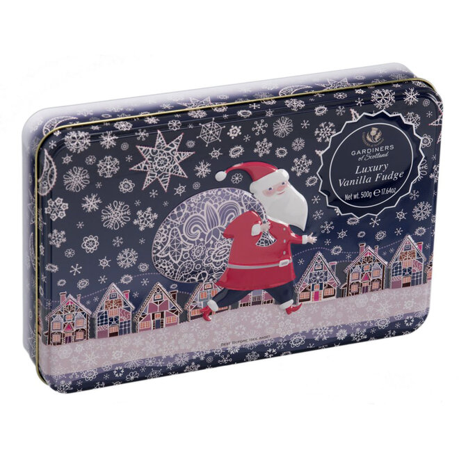 Santa's Snowy Village Vanilla Fudge Tin