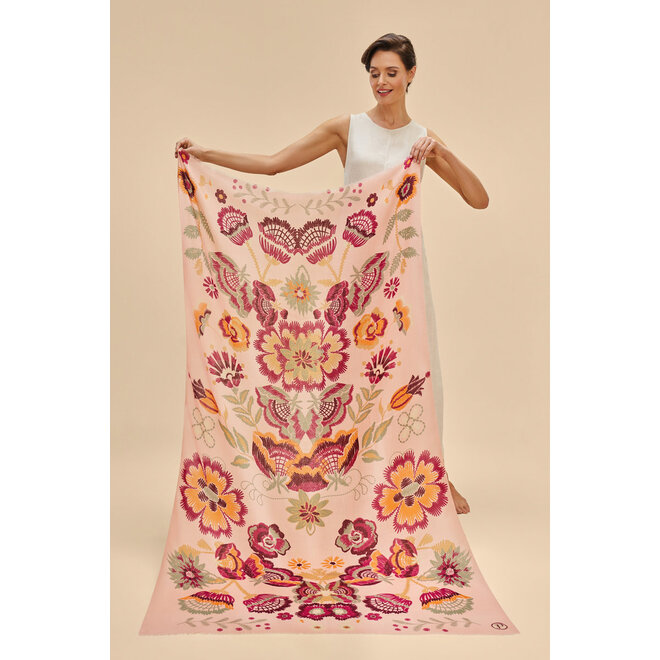 Printed Floral Symmetry Scarf (Pink)
