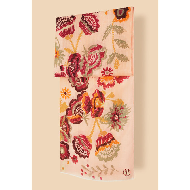 Printed Floral Symmetry Scarf (Pink)