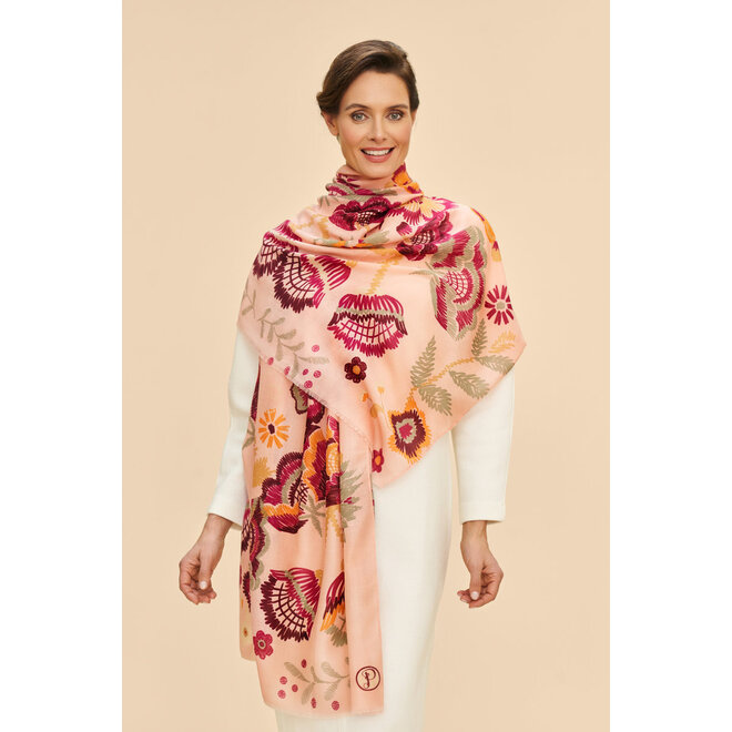 Printed Floral Symmetry Scarf (Pink)