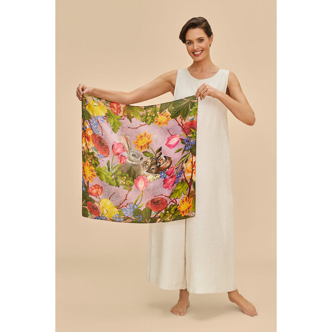 Silk Whimsical Woodland Scarf (Lilac)