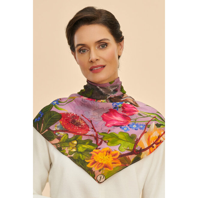 Silk Whimsical Woodland Scarf (Lilac)