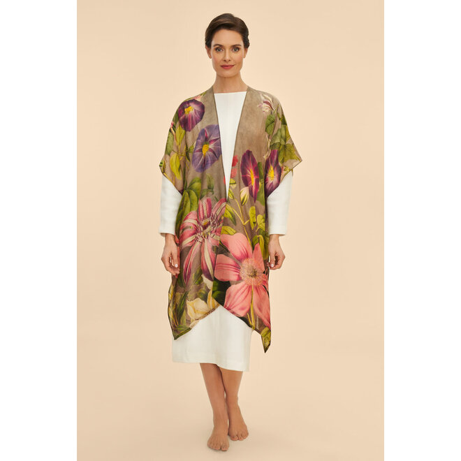 Wool Wraparound Oversized Botanicals (Slate)