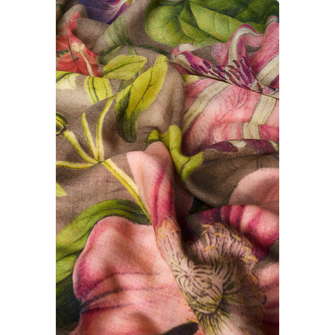 Wool Wraparound Oversized Botanicals (Slate)