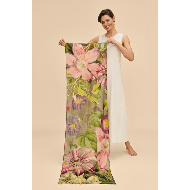 Wool Wrap Oversized Botanicals Scarf (Slate)