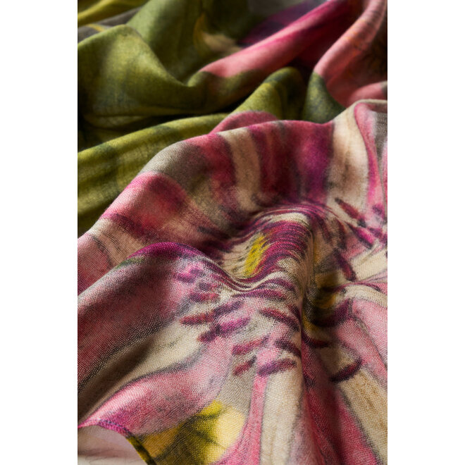 Wool Wrap Oversized Botanicals Scarf (Slate)