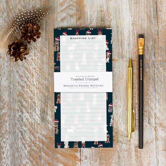 Christmas Dogs Magnetic Shopping List Pad (Noir)