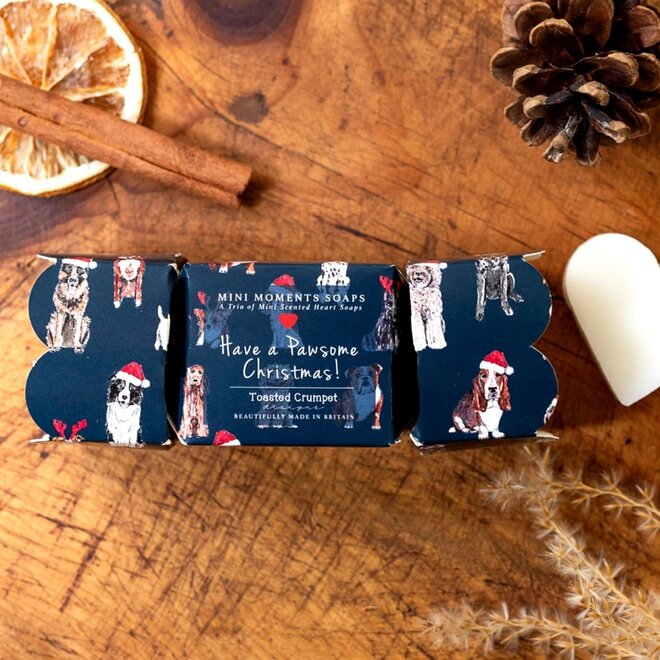 Have a Pawsome Christmas Trio of Heart Soaps Cracker