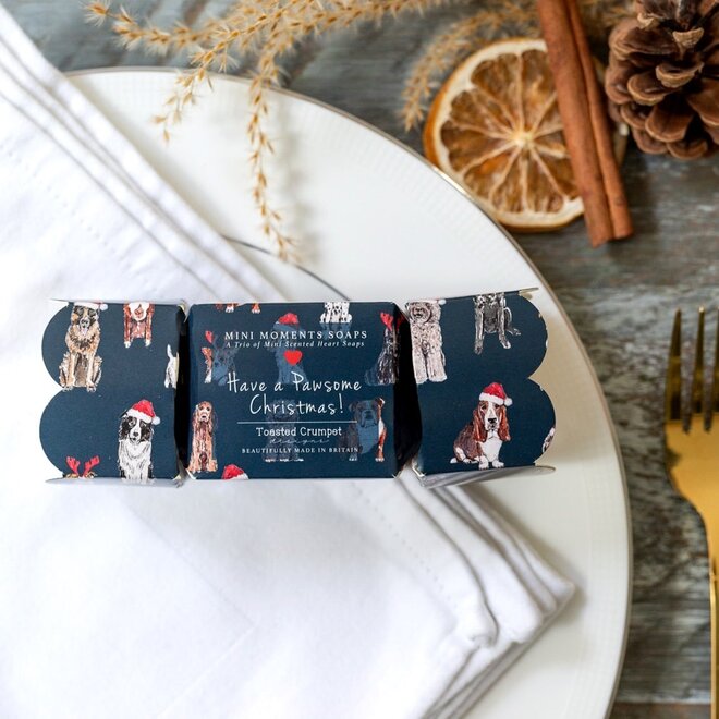 Have a Pawsome Christmas Trio of Heart Soaps Cracker