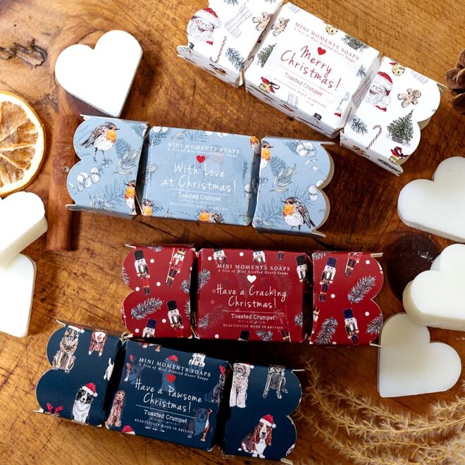 Merry Christmas Trio of Heart Soaps Cracker