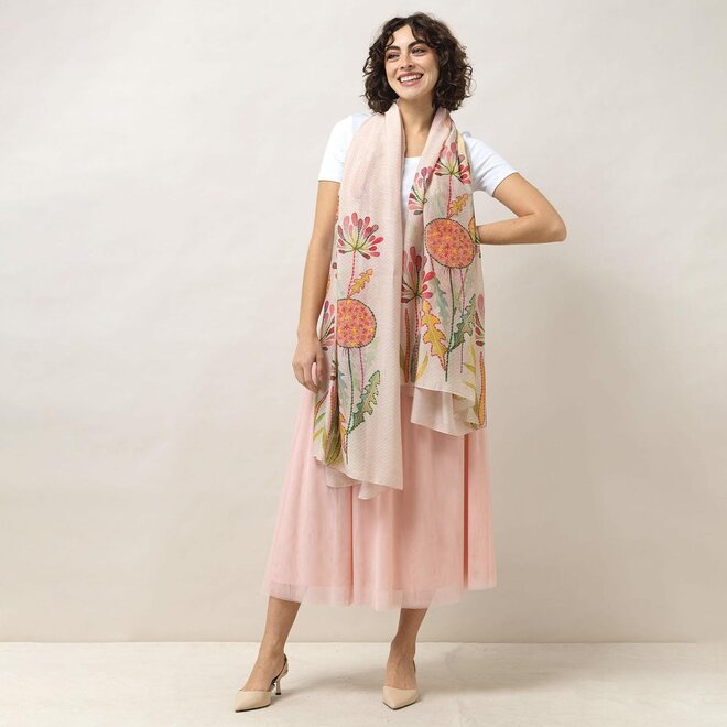 Pop Flowers Pink Scarf