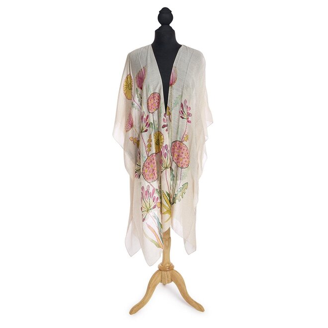 Pop Flowers Pink Long Kimono