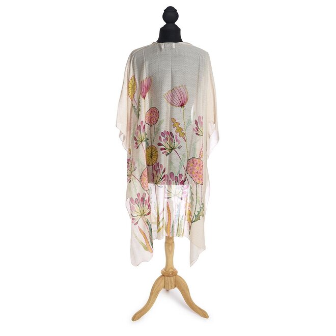 Pop Flowers Pink Long Kimono