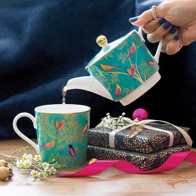 Sara Miller Chelsea Collection Green Birds Tea for One