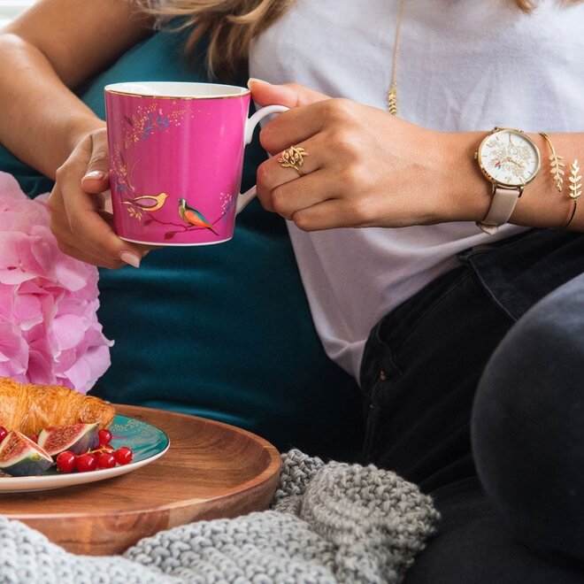 Sara Miller Chelsea Collection Pink Birds Mug