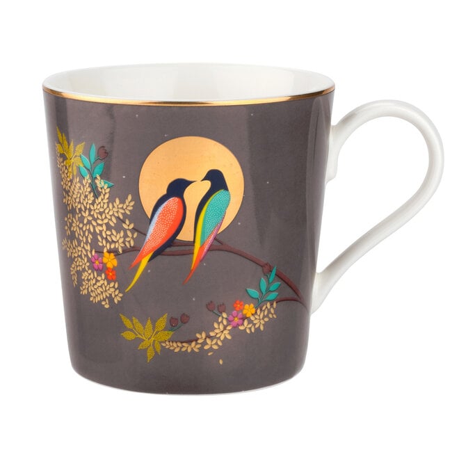 Sara Miller Chelsea Collection Dark Grey Birds Mug