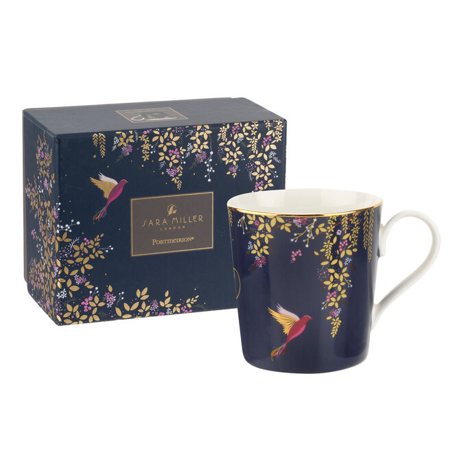 Sara Miller Chelsea Collection Navy Birds Mug