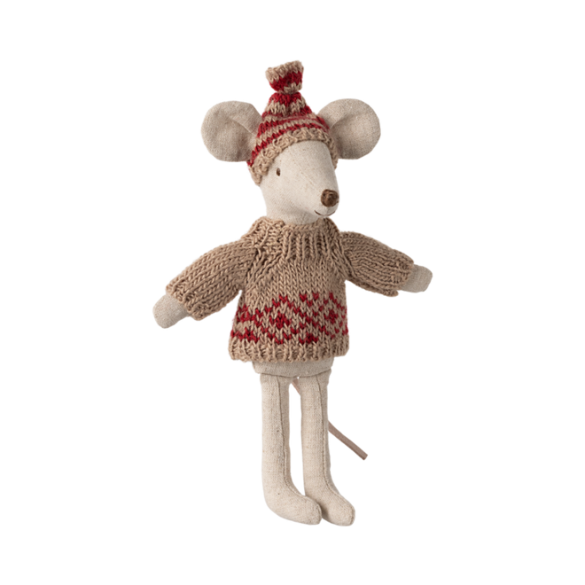 Knitted Sweater & Hat, Parent/Grandparent Mouse - Red