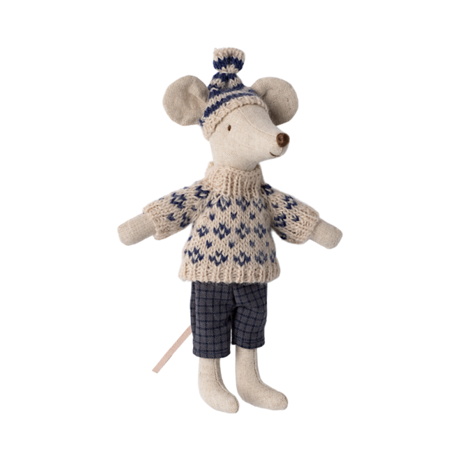 Winter Mouse with Ski Set, Dad (Blue)