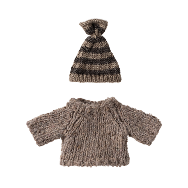 Knitted Sweater & Hat, Big Sister/Brother Mouse - Grey