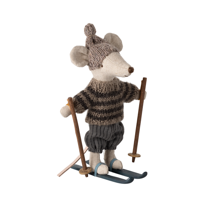 Winter Mouse with Ski Set, Big Brother (Grey)