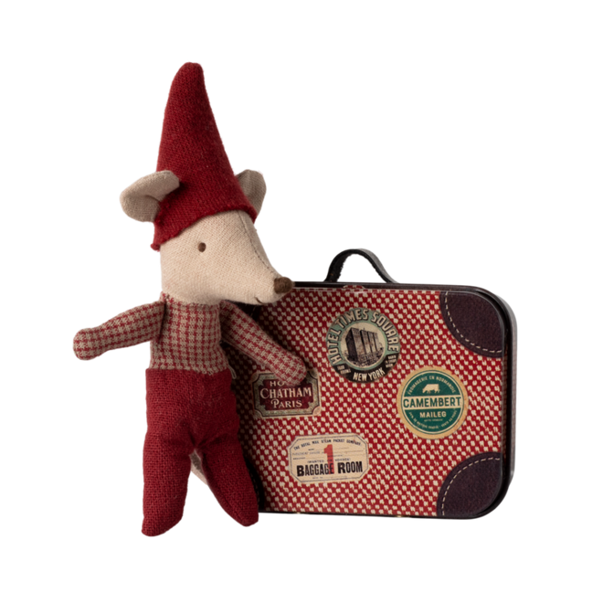 Christmas Mouse, Baby in Suitcase