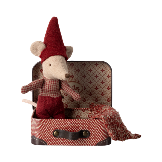 Christmas Mouse, Baby in Suitcase
