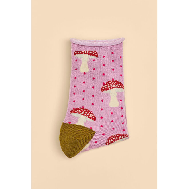 Tiny Toadstools Ankle Socks (Rose)