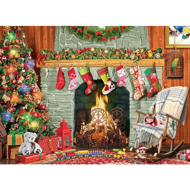 Christmas By The Fireplace 500 Piece Puzzle