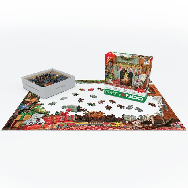 Christmas By The Fireplace 500 Piece Puzzle