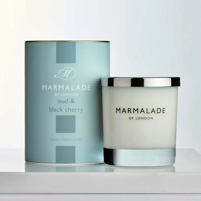 Oud & Black Cherry Glass Candle