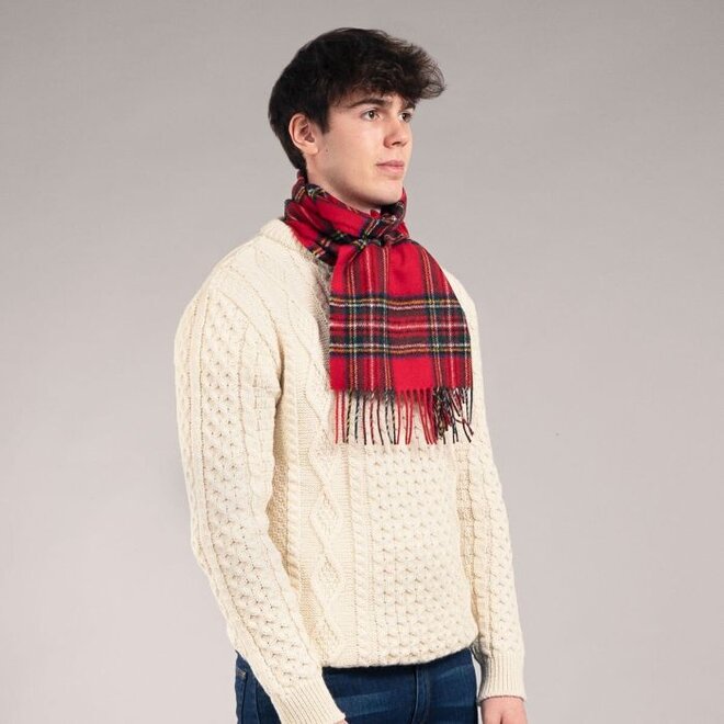 Bowhill Stewart Royal Modern Tartan Long Lambswool Scarf
