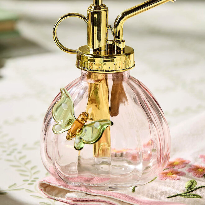Plant Mister with Green Butterfly & Pink Glass